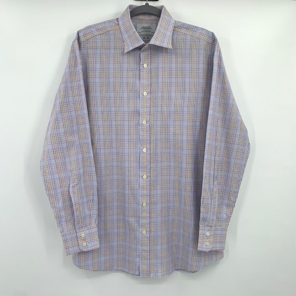 Charles Tyrwhitt Multi Color Check Slim Fit Men's Shirt Neck 16 1/2" Sleeve 35 - Picture 3 of 6